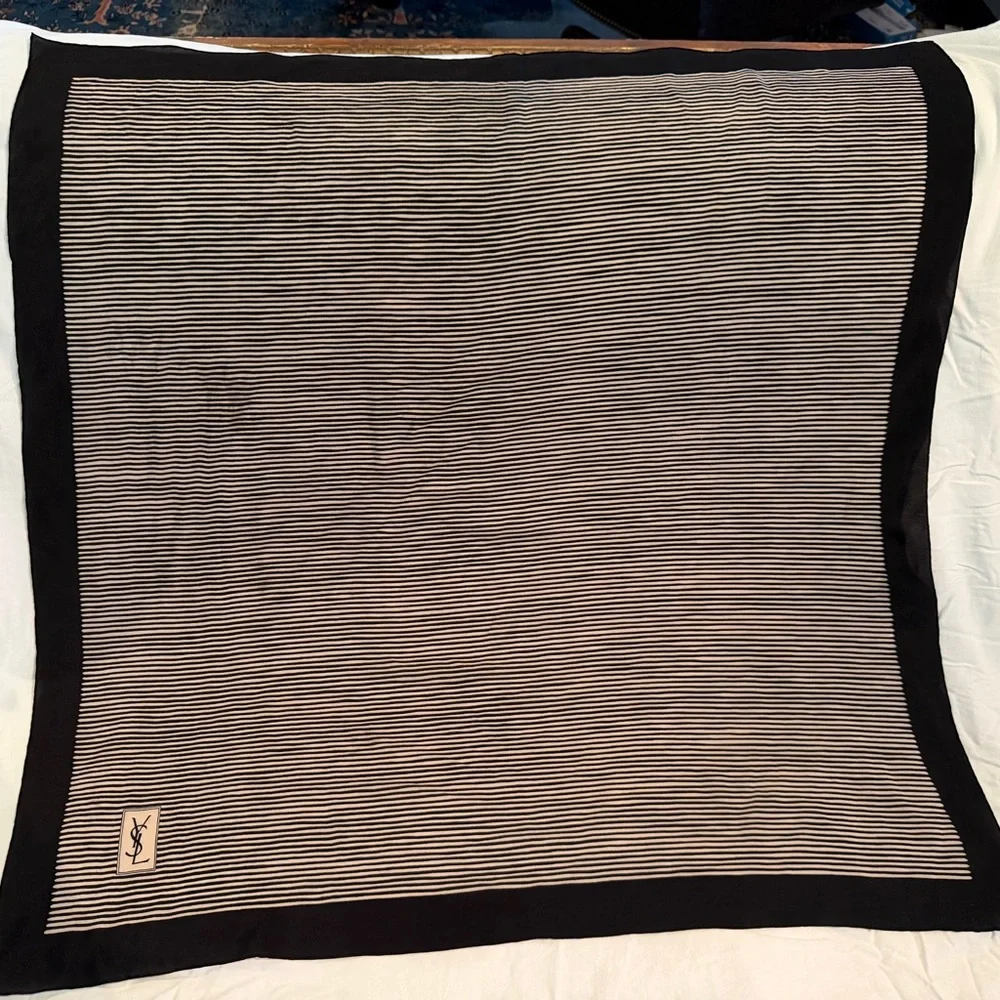 YSL Black and White Striped scarf